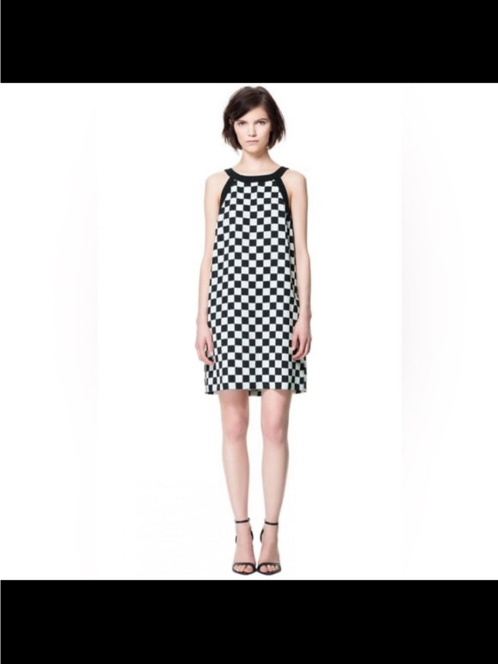 Zara Checkered Mini Dress Sz M Black White A Line